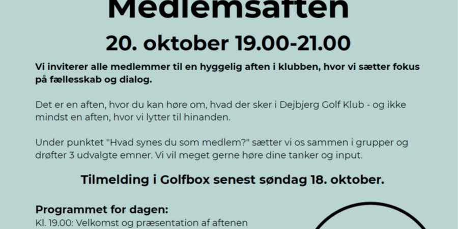 Medlemsaften d. 20 oktober